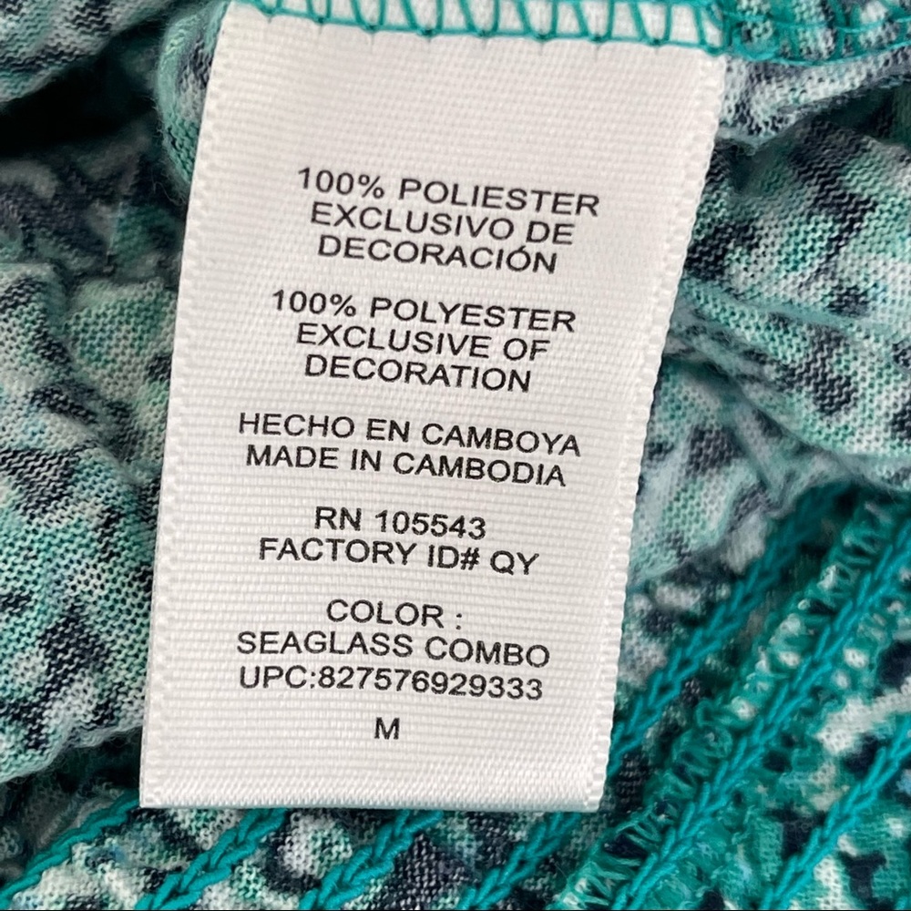 DAISY FUENTES top keyhole front blouse sleeveless blue green speckled top M - Picture 5 of 9